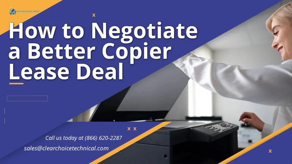 An office worker in Austin learning how to negotiate a copier lease effectively.